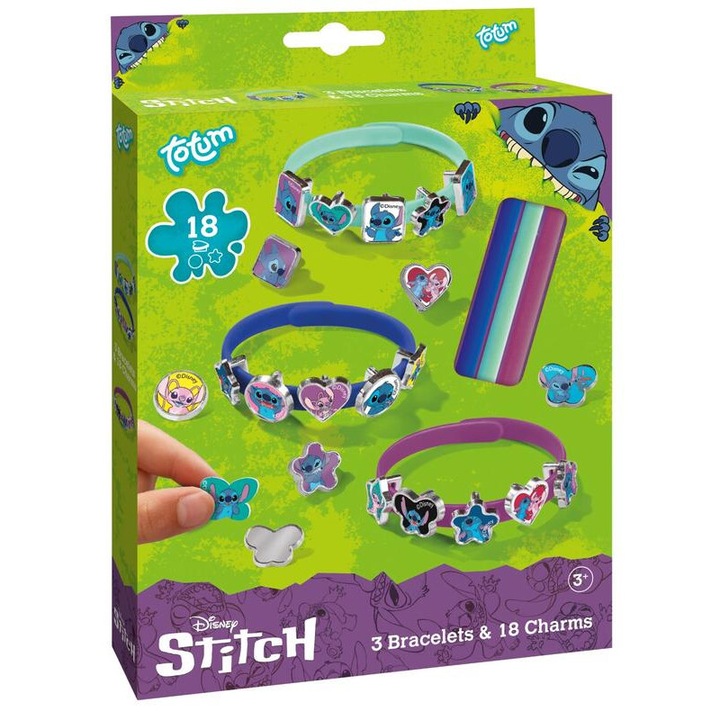 Set creativ, Totum, Stitch, bratari DIY, 3 piese