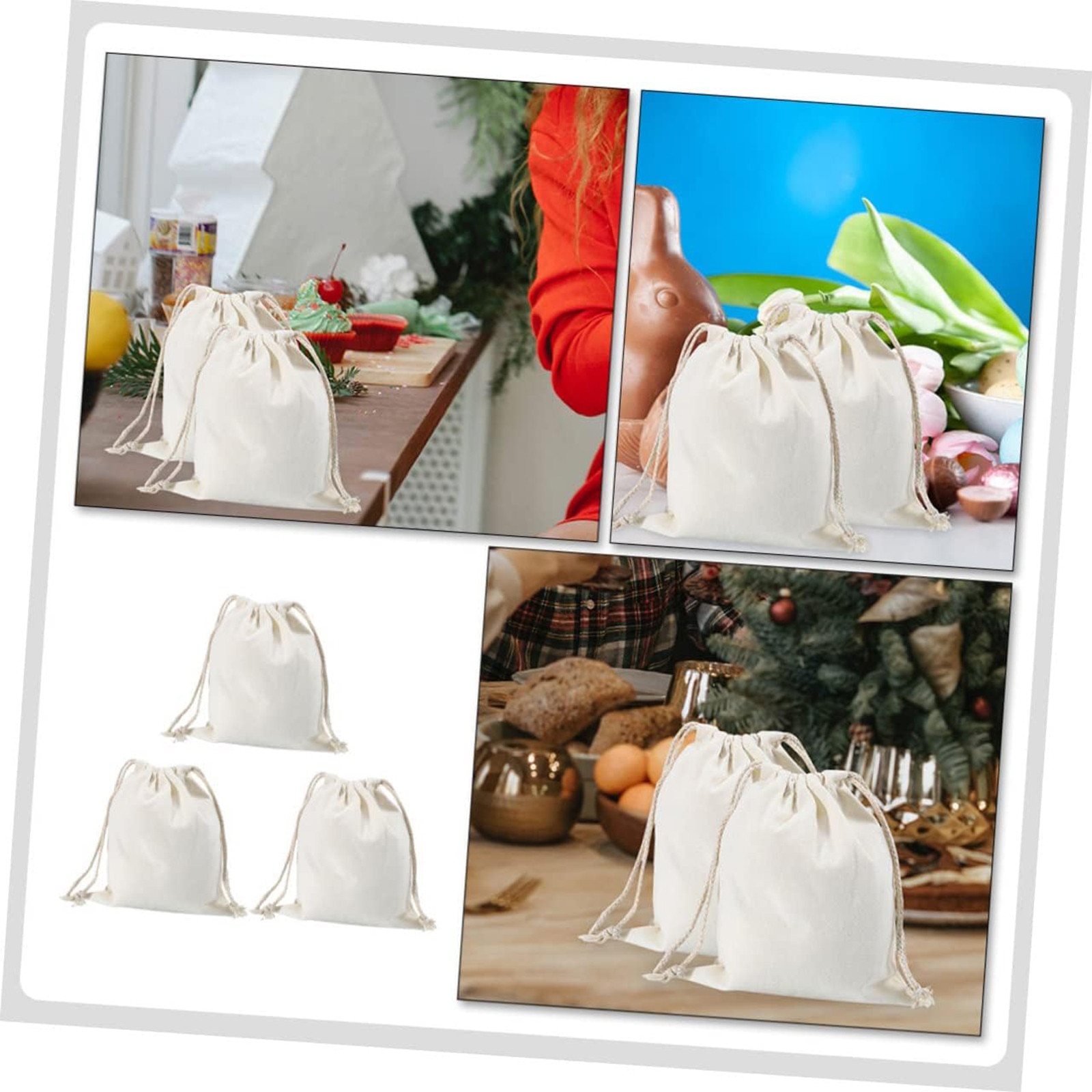 Set 5 pungi reutilizabile din bumbac, 7.88x5.9 inch, lavabile ...