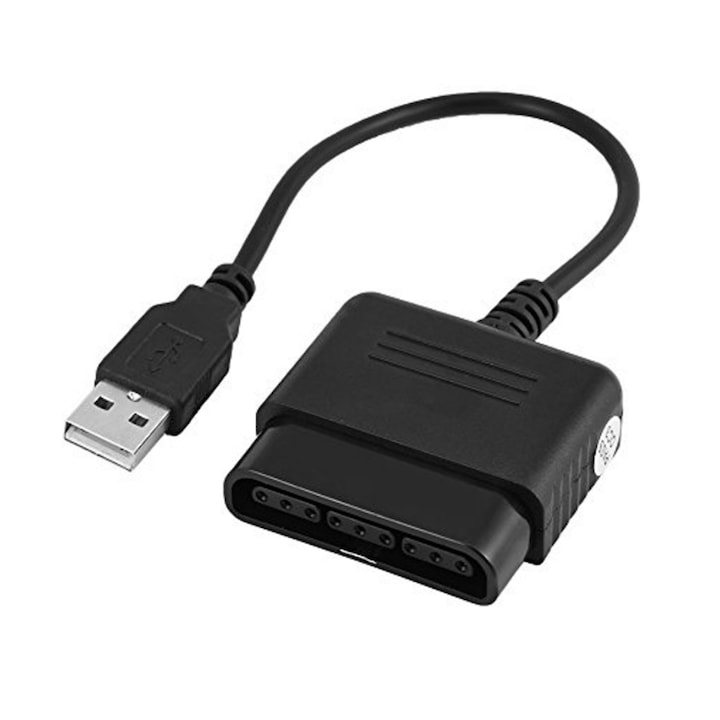 USB adapter gamepadhez, PS1, PS2, PC kompatibilis, rezgéstámogatással, 1 darabos készlet.