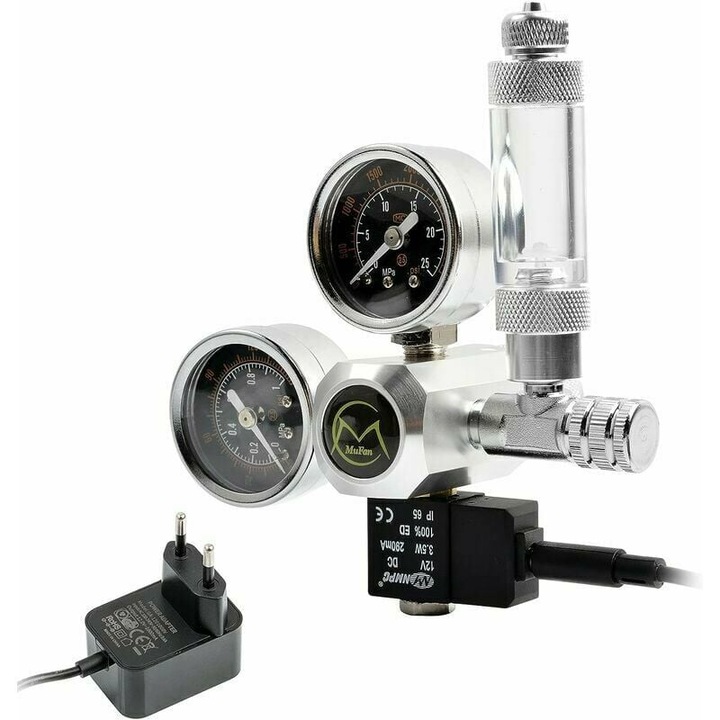 Regulator CO2 acvariu, QttvbTna, Aluminiu, 12V