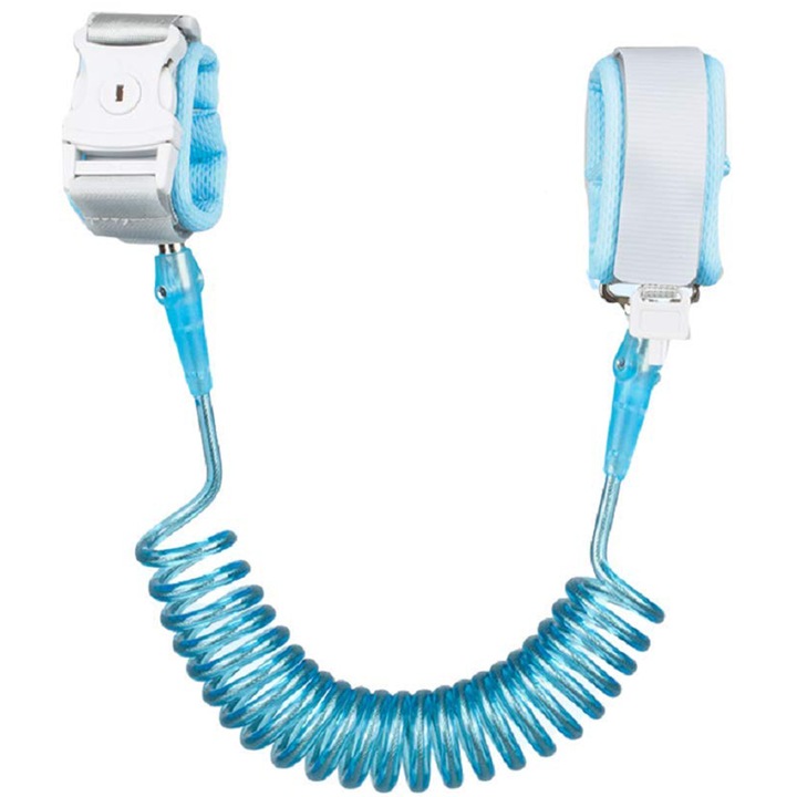 Bratara anti-pierdere pentru copii, 2m, roz/albastru, material din otel inoxidabil si plasa respirabila