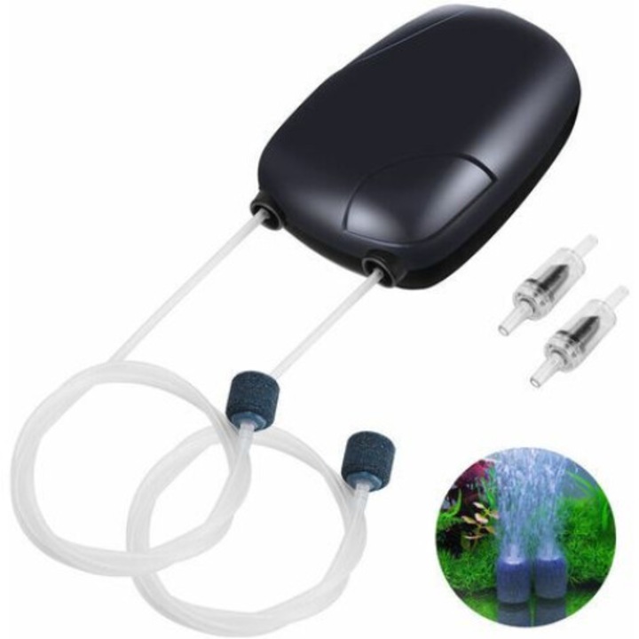 Помпа за въздух за аквариум, ултра тиха, с въздушна тръба, комплект за малък аквариум