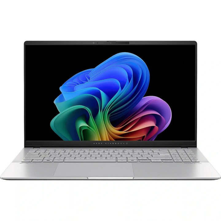 Laptop Lenovo Vivobook S 15 Oled, 15.6 inch 2880 x 1620, Qualcomm X1E-78-100 12 C / 12 T, 1.7 GHz - 3.4 GHz, 32 GB LPDDR5X, 1 TB SSD, Qualcomm Adreno, Windows 11, Cool Silver