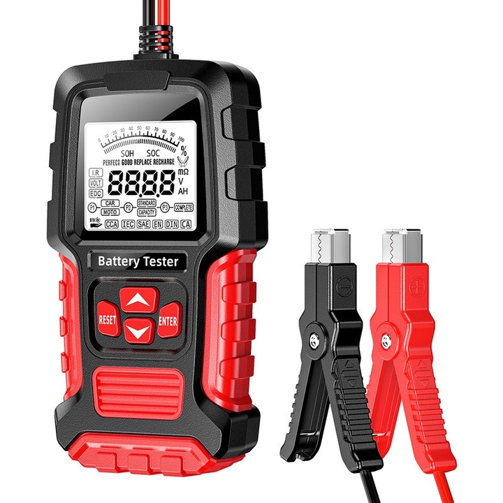 Тестер за акумулатори 12V 24V, LCD, 3AH-200Ah, 170x90x35mm