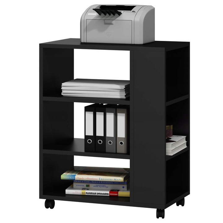 Dulap Pentru Imprimanta, MATKAM, Per, 60x40x74 cm, 6 Rafturi, Laminat, PAL, Negru