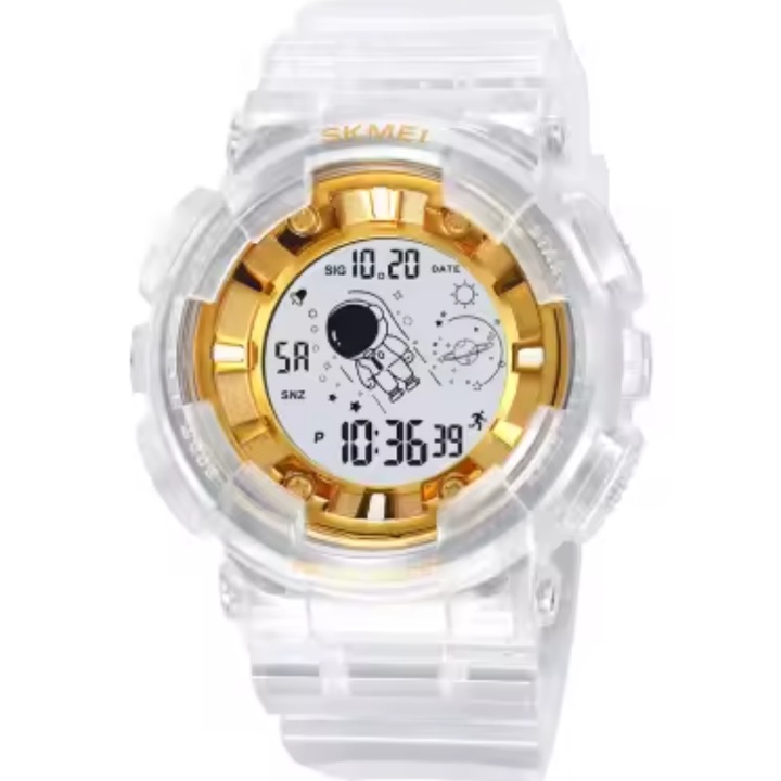 Skmei Мъжки ръчен часовник военен стил Армейски ежедневен цифров моден кварцов светодиод бял