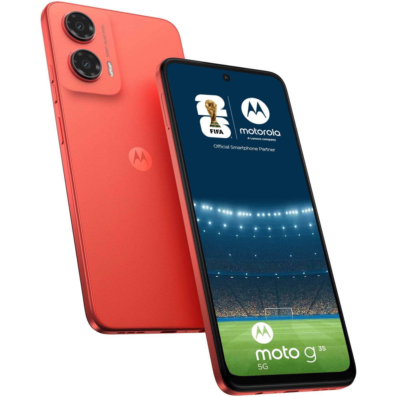 Telefon Motorola Moto g35, Dual SIM, 128GB, 8GB RAM, 5G, Guava Red