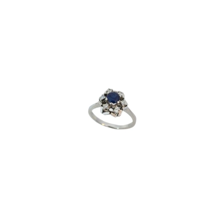 Inel de Logodna din Aur 14K cu Safir Natural Albastru 0.40ct. SI si Diamante Naturale 0.15ct.H-I-J SI2-SI3 M53 3.65g