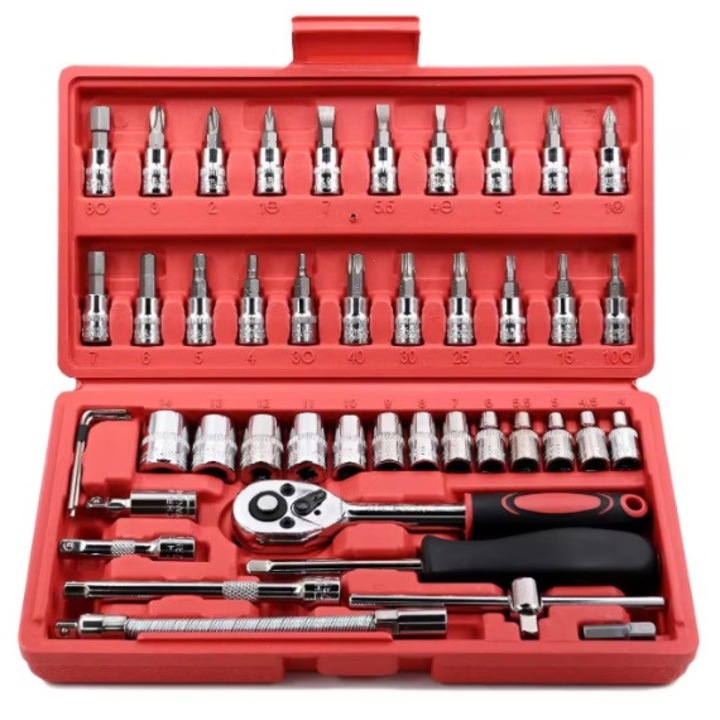 Set chei, 46 piese tubulare si surubelnite, coshop®