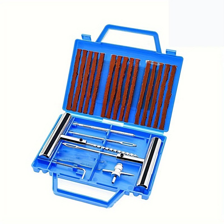 Set 21 piese kit reparare anvelope tubeless pentru auto, motociclete, biciclete, material ABS+otel