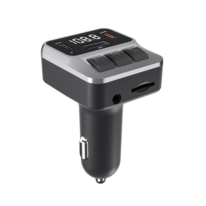 Transmitator FM auto MP3, Bluetooth 5.3, 30W PD, incarcare rapida Type-C, 12V-24V