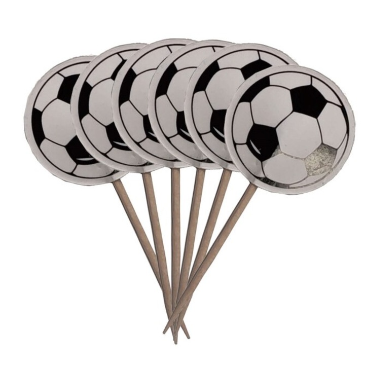 Set 12 decoratiuni briose carton minge fotbal 3.5 cm