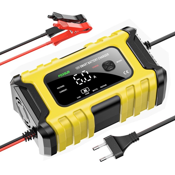 Redresor auto universal 12V 6A, protectie polaritate, 160x90x66mm