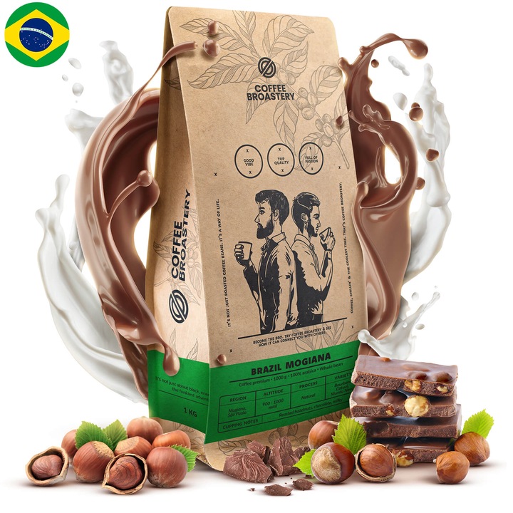Cafea Boabe de Specialitate Coffee Broastery, Brazil Mogiana Proaspat Prajita nu Amar, 100% Arabica, 1kg