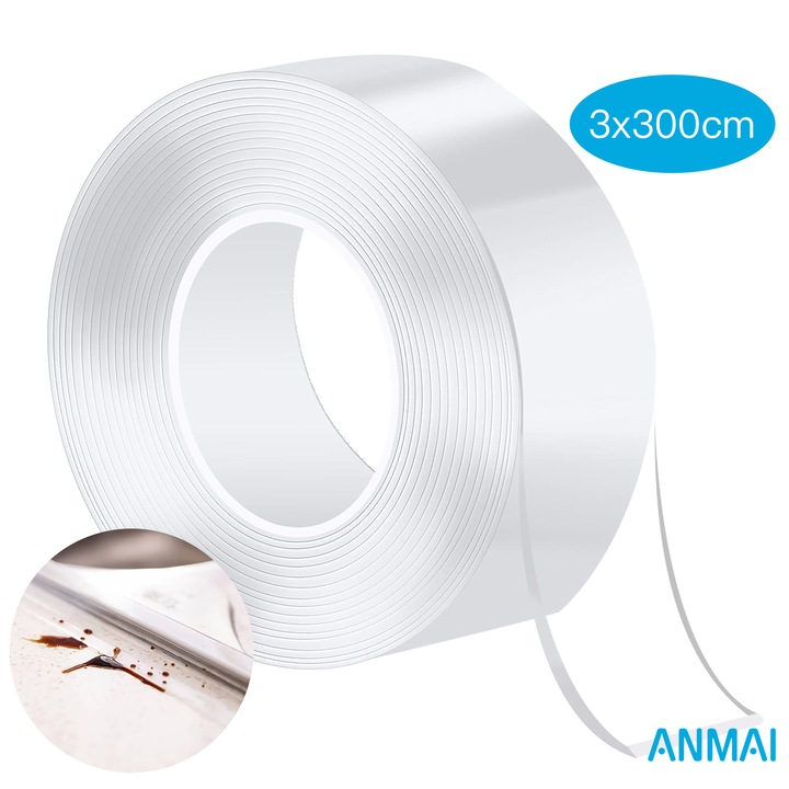 Banda Adeziva Anmai Transparenta Impermeabila pentru Izolat Chiuveta de Bucatarie sau Baie, Cabina Dus, Cada, Plita, Mobila, Premium, 30x3000 mm