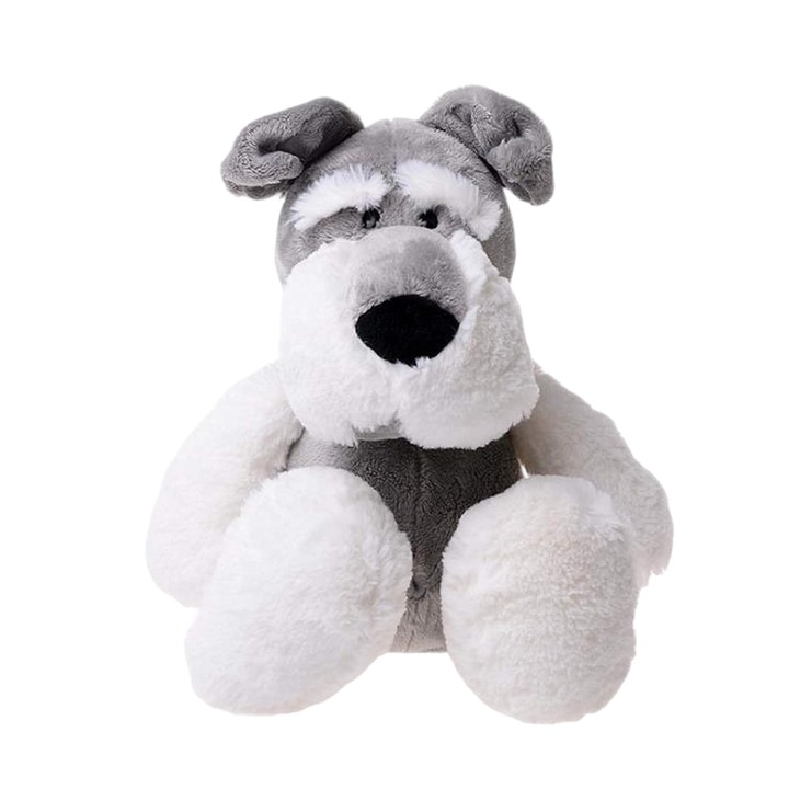 Плюшена играчка Malvys, Кучето Дъсти, Сиво, 30 см