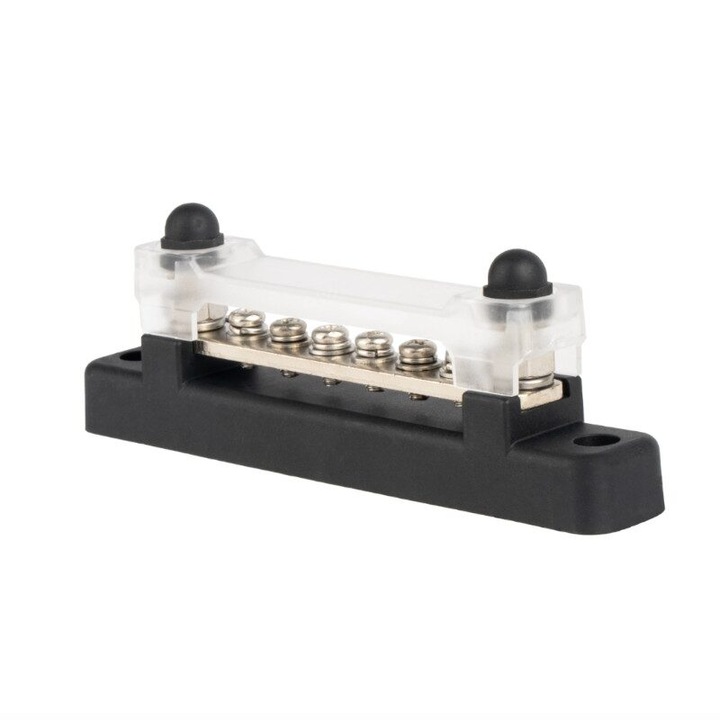 Conector fire electrice universal, 6 poli, 12-48V, 150A, cu capac, surub M6, negru minus, 03809 TruckLed