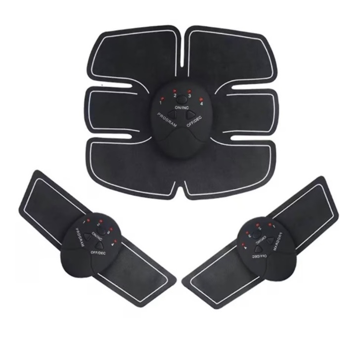 Centura EMS cu 3 piese electrostimulare corporala, biceps, abdomen, Smart Fitness Army, 10 programe de electrostimuli, coshop®