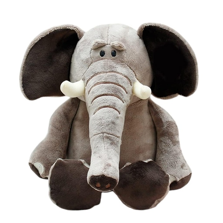 Плюшена играчка Malvys, слончето Бонго, сиво, 30 см