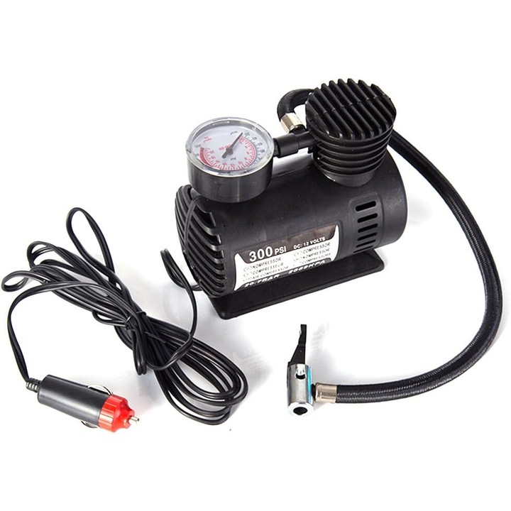 Hordozható elektromos pumpa, TNEAYWHE, 300 PSI, fúvóka adapterekkel, autóba, gyors használat, ideális felfújható játékokhoz és matracokhoz
