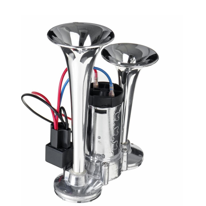 Claxon electric cu compresor, 2 goarne, 12/24V