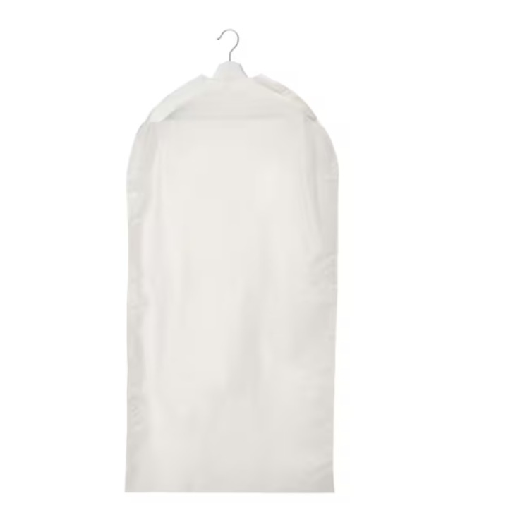 Husa haine, alb transparent, 105 x 60, din plastic polietilenic, usor detasabila