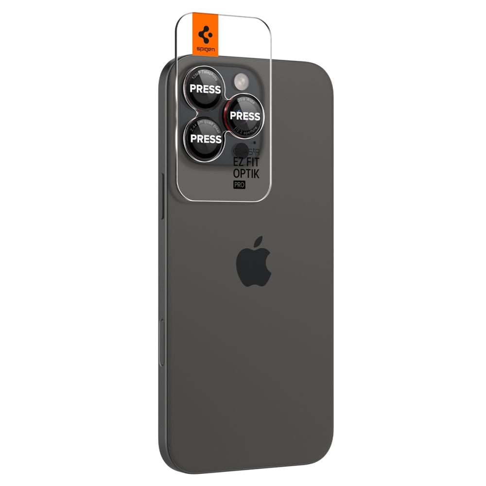 Husa Protectie Compatibila cu (2 pack) Optik.tR EZ Fit Pro Camera Glass (AGL05217), Spigen, iPhone 14 Pro/Max/15 Pro/Max/16 Pro/Max/17 Pro/Max - Black