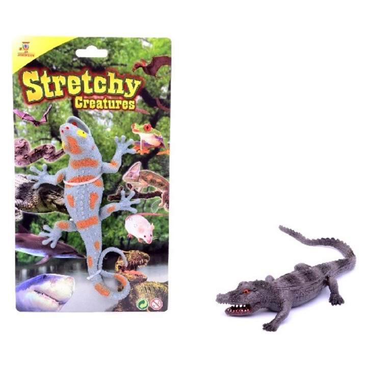 Set 2 crocodili super elastici din silicon, verde/maro, 25 cm