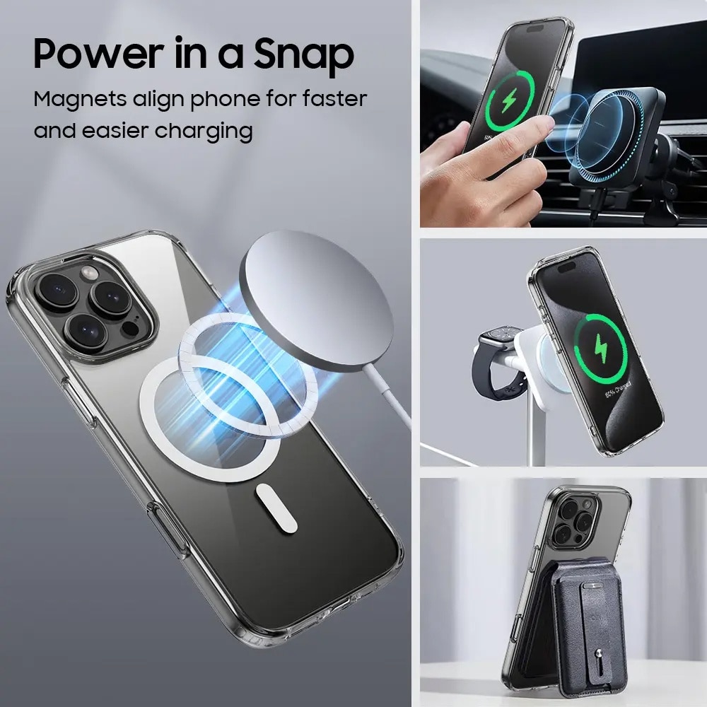 Husa pentru Iphone 16 Pro Max, compatibila Magsafe, Antisoc, Transparenta