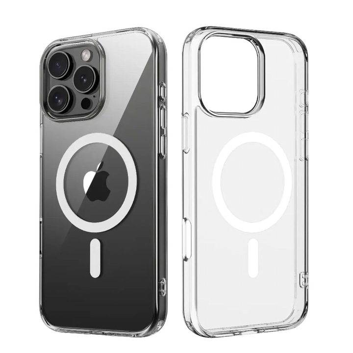 Капак за iPhone 16 Pro, съвместим с Magsafe, удароустойчив, прозрачен
