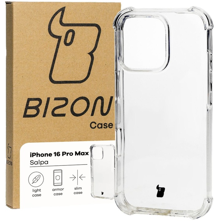 Husa Bizon Case Salpa pentru iPhone 16 Pro Max, transparent