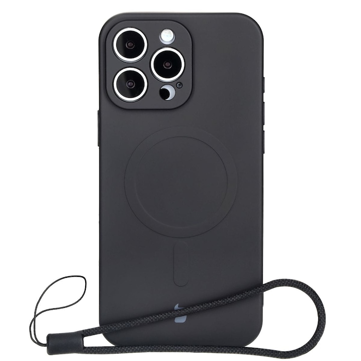 Bizon Case Magnetic Silicone Case, Съвместим с iPhone 16 Pro, черен