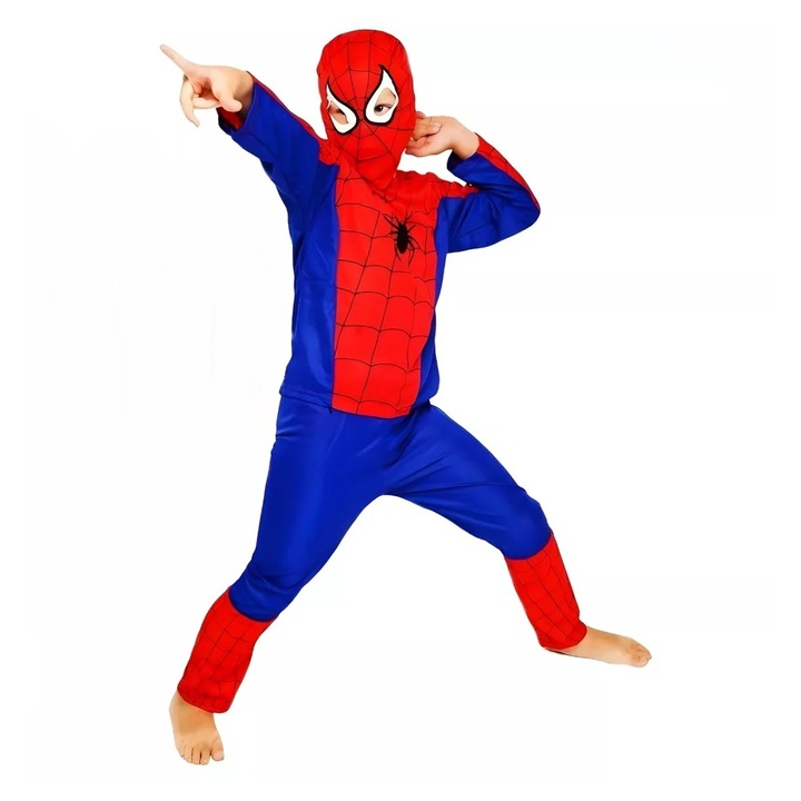 Costum clasic Spiderman KidMania® pentru baieti, 3-5 ani, 100 - 110 cm