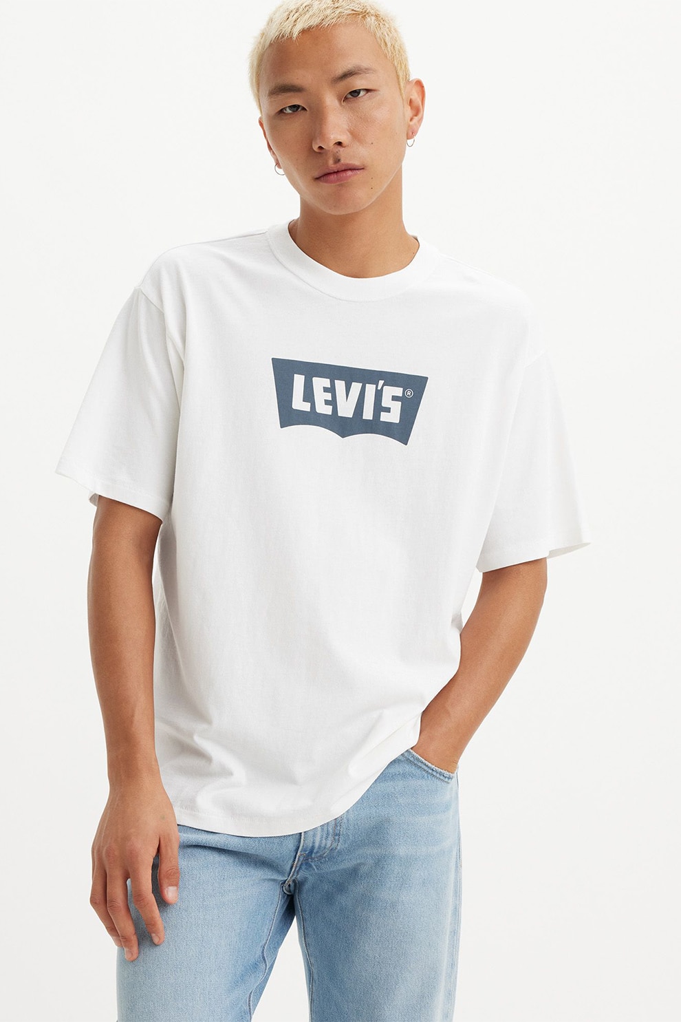 Levi's, Tricou de bumbac cu imprimeu logo, Alb, 2XL