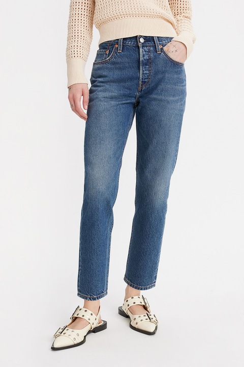 Levi's, Blugi crop lejeri 501, Albastru
