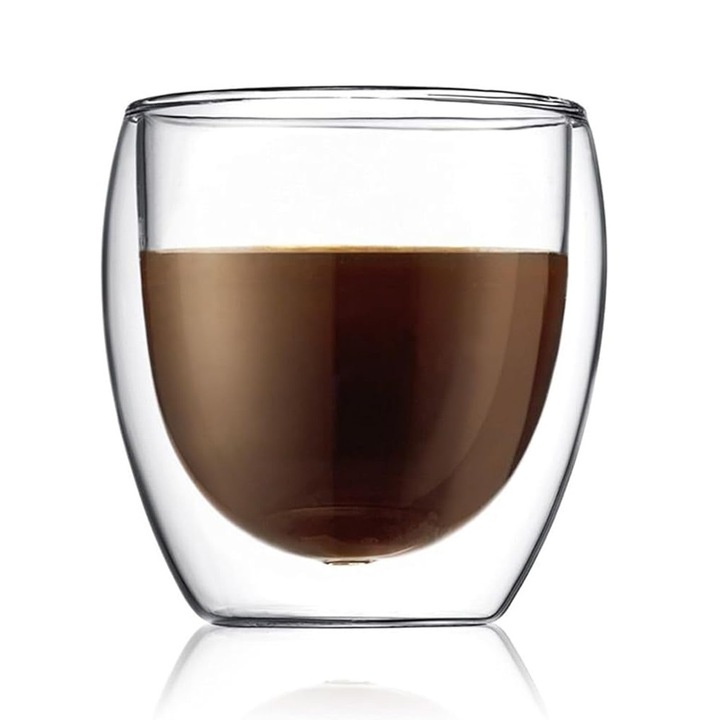 Чаша за кафе двойно термо стъкло, 80мл