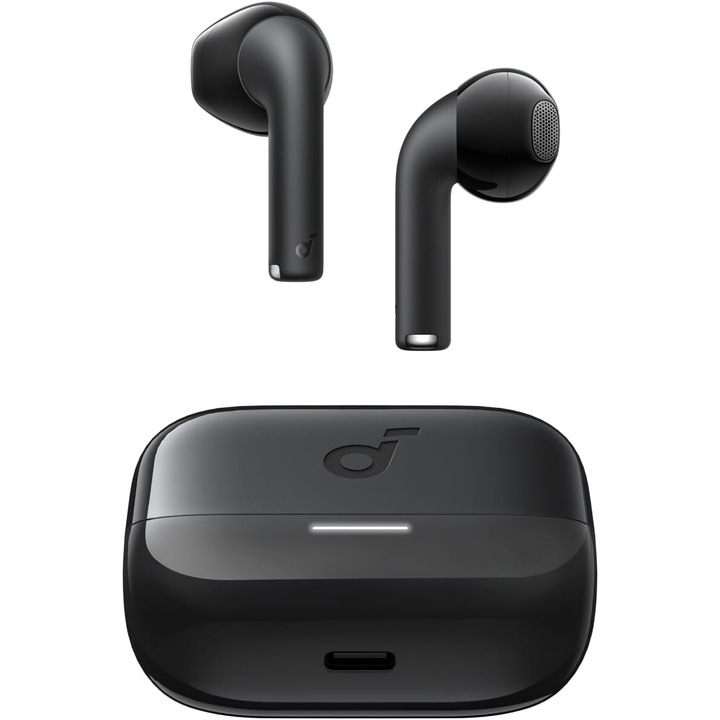 Casti wireless Semi-in-Ear Anker Soundcore K20i, Autonomie 36 ore, IPX5, Bluetooth 5.3, Negru
