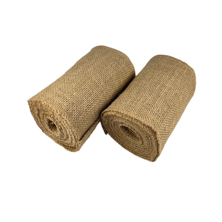 Set 2 bucati banda iuta 15cmx5m, material natural, stil eco, pentru decorare si mestesuguri