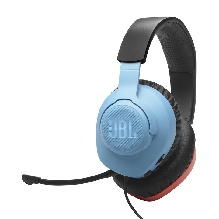 Геймърски слушалки JBL Quantum 100N, С кабел, Червено-сини