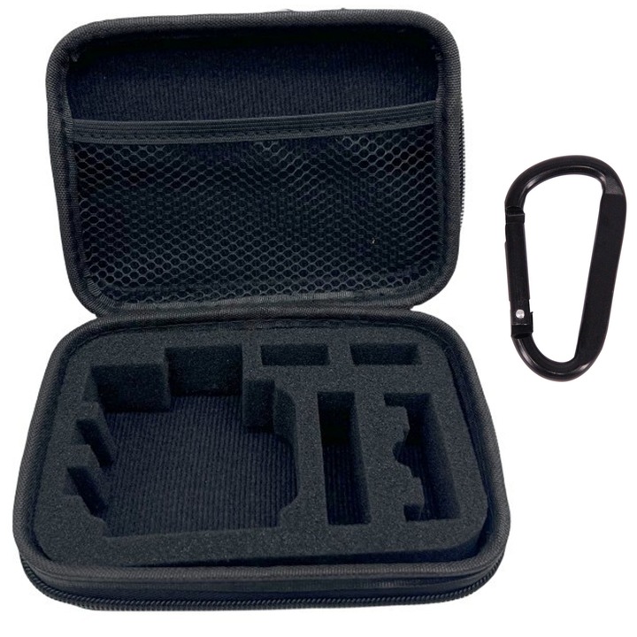 Geanta de Protectie si de Transport 17 x 12 x 6.5 cm pentru Camere Video Sport GoPro Hero 9 10 11 12, Hggzeg, EVA+1680D, Marime mica, Rezistent la apa si la socuri, Usor de curatat si depozitat, Negru