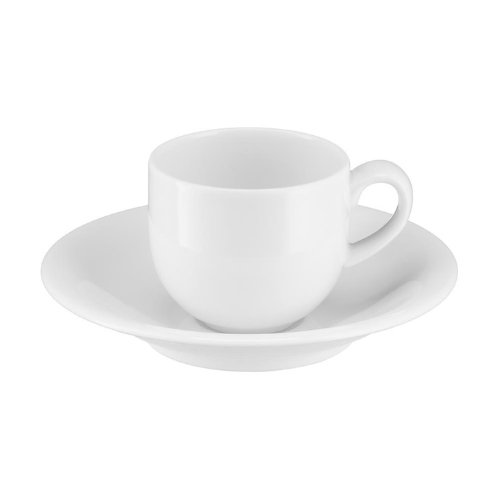 Ceasca espresso 100 ml cu farfurie, Villa Italia, colectia Plus, alb