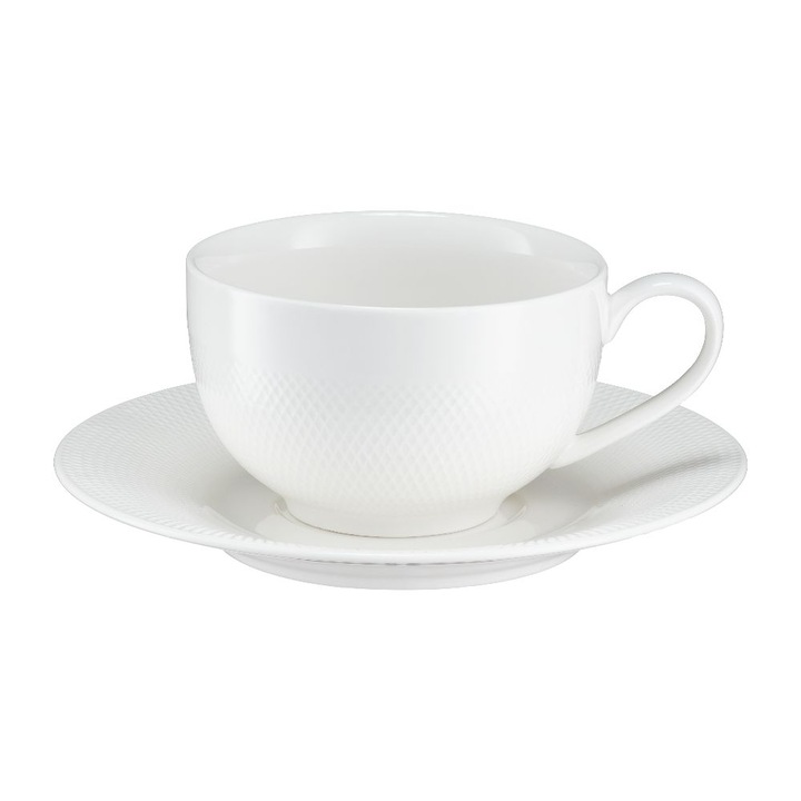 Ceasca cu farfurie, Villa Italia, Portelan, 220 ml, Alb