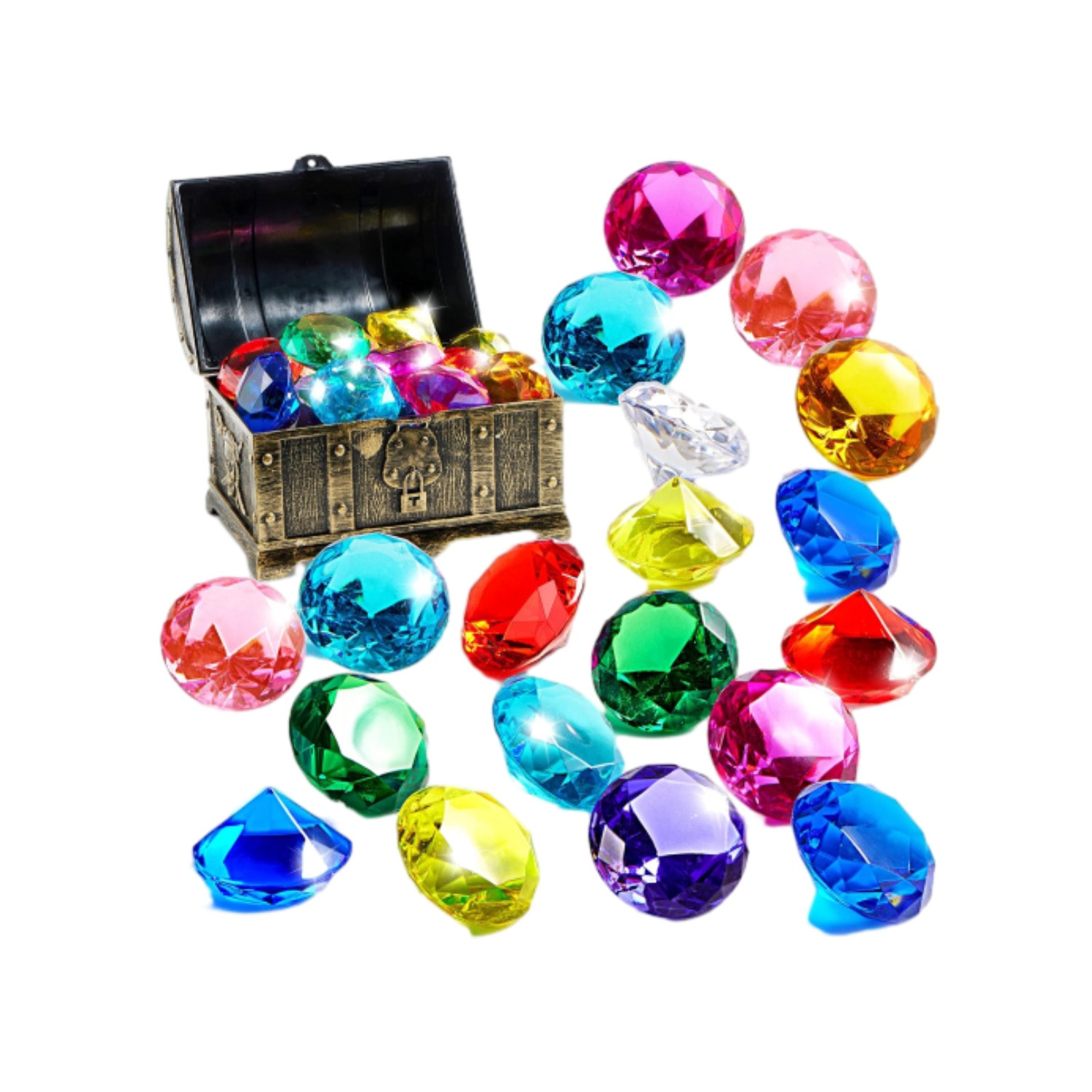 Diving Gems Pool Toys, 16 Large Colorful Diamonds with Pirate