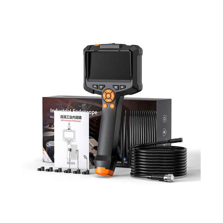 Endoscope camera, With 8 LED lights, for perfect viewing of dark narrow and wet places, IPX7 waterproof portable endoscope, 5M length, 2000mAh battery, ABS, LEIISVK, Black