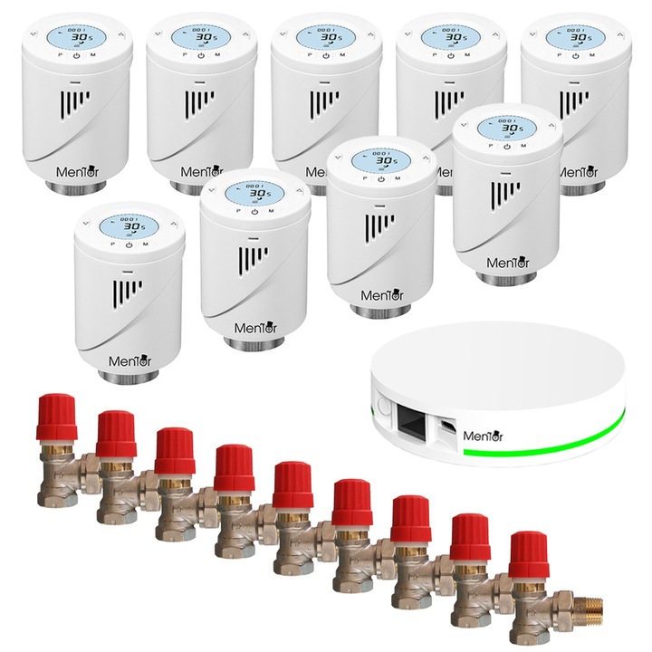Kit Robinet Termostatat Danfoss si Cap Termostatic calorifer Smart Mentor TZB991D ZigBee Programabil LCD cu HUB