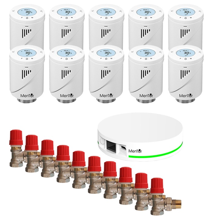 Kit Robinet Termostatat Danfoss si Cap Termostatic calorifer Smart Mentor TZB10101D ZigBee Programabil LCD cu HUB