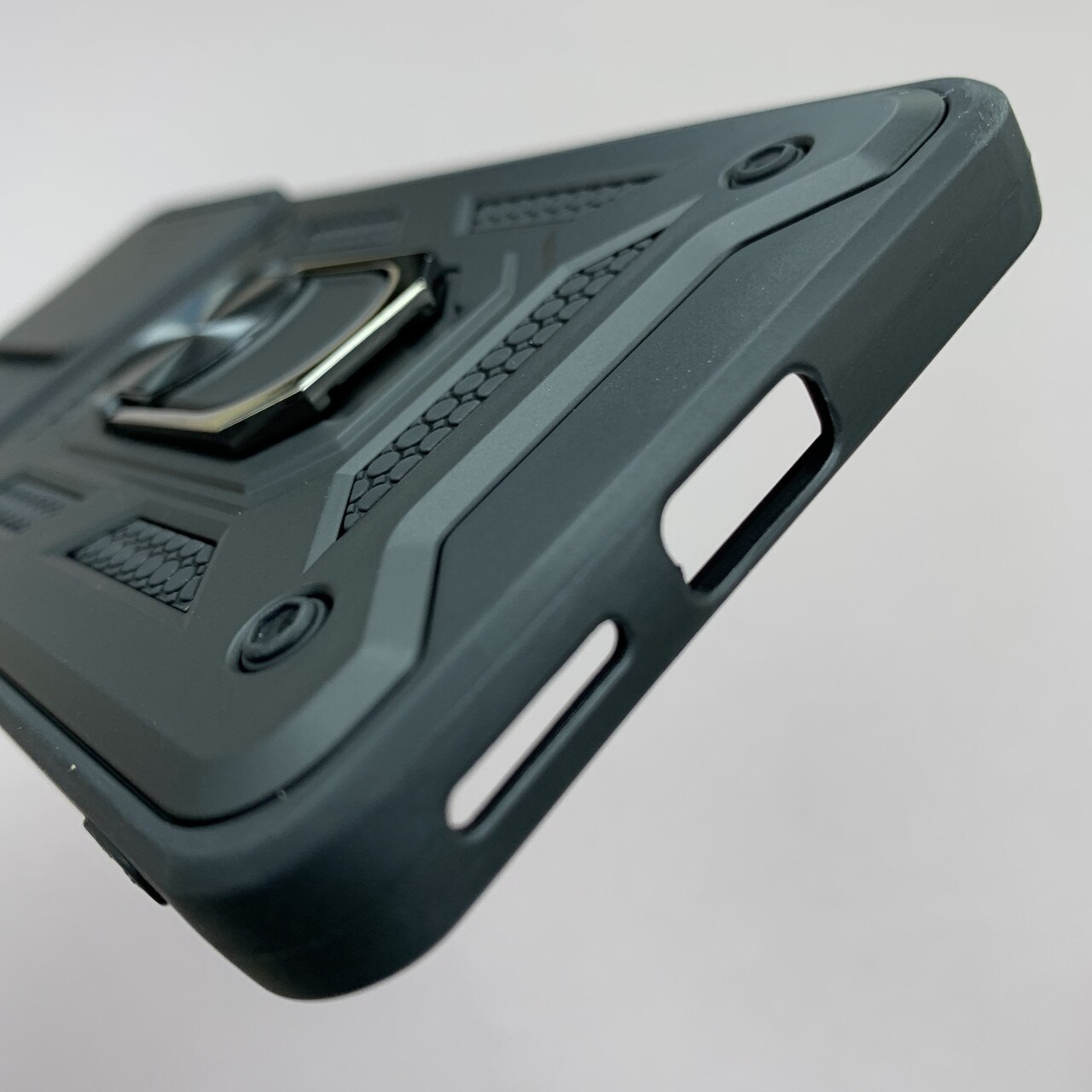 Husa telefon Mat-Tech compatibila cu Xiaomi Redmi Note 11 4G, Protectie Camera Slide and Snap Soft Premium, Magnetic Ring Holder, PopGrip, Anti-Shock, Rugged Protection, Negru