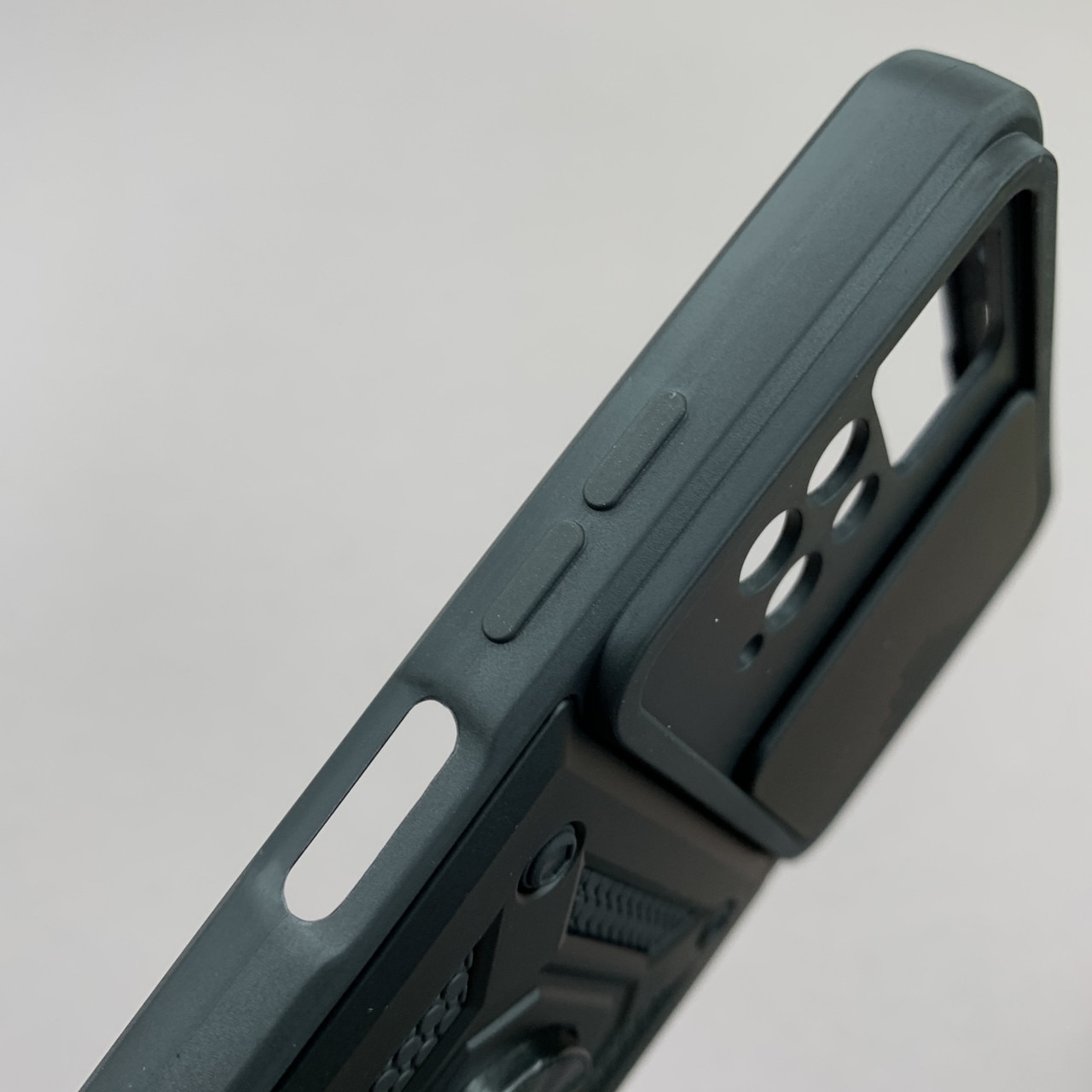 Husa telefon Mat-Tech compatibila cu Xiaomi Redmi Note 11 4G, Protectie Camera Slide and Snap Soft Premium, Magnetic Ring Holder, PopGrip, Anti-Shock, Rugged Protection, Negru