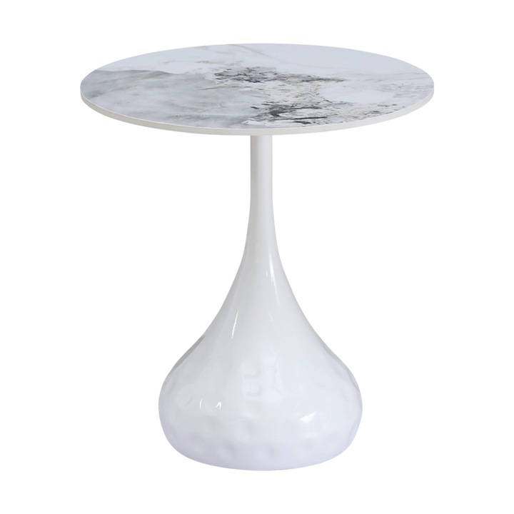 Стоманена масичка от бял мрамор Ebrel 50x54,5 см