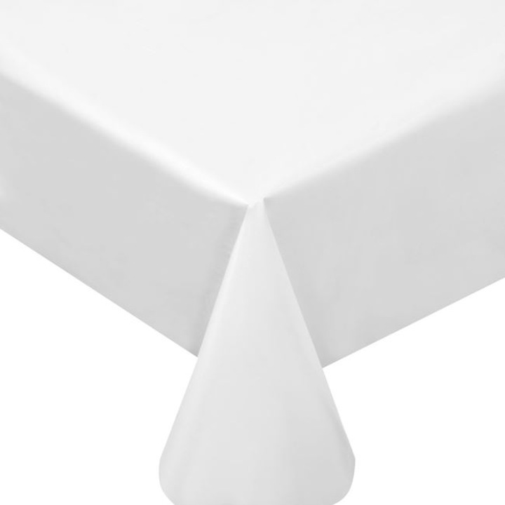 Fata de masa Antbro®, din plastic, de unica folosinta, alba, 137x274cm